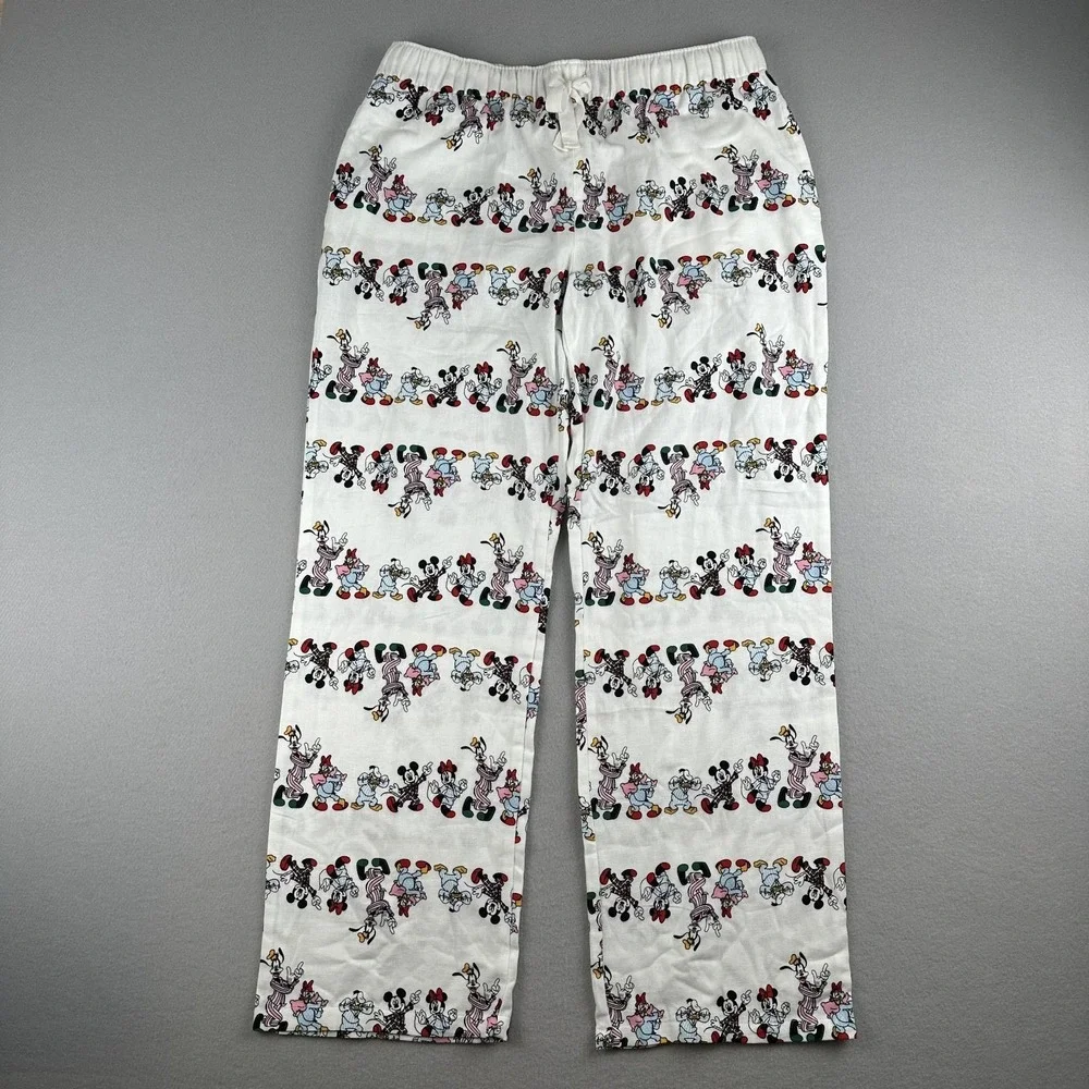 Old Navy x Disney‎ Women's White Mickey Mouse Parade Flannel Pajama Pants Size M